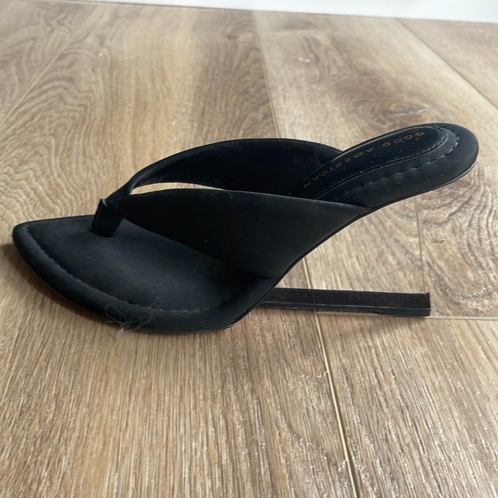 Good American black neoprene clear wedge thong 7
